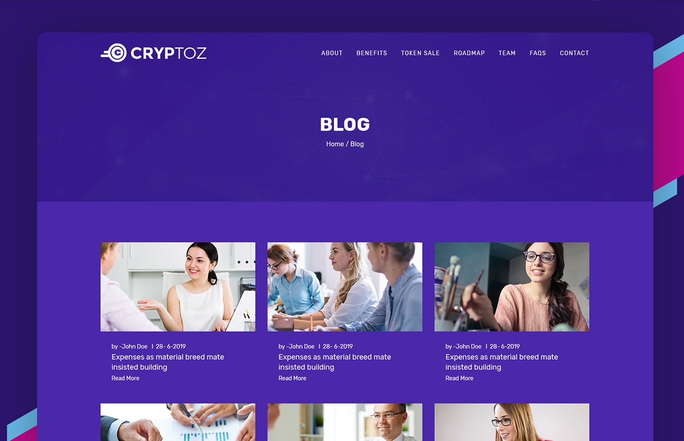 Cryptoz – ICO & Crypto Currency HTML Template